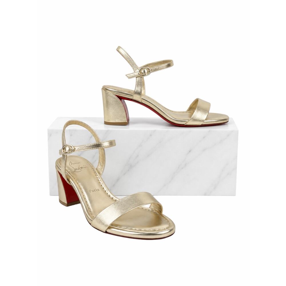 Christian Louboutin Miss Jane 55mm Metallic Sandal Gold Size 39